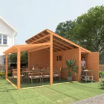 AECOJOY 20' × 12.5' Outdoor Wooden Gazebo with Storage Room - Image 2