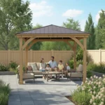 Yardistry Meridian 12x12 Cedar Gazebo with Aluminum Roof - Image 3