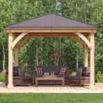 Yardistry Meridian 12x12 Cedar Gazebo with Aluminum Roof - Image 4