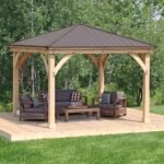 Yardistry Meridian 12x12 Cedar Gazebo with Aluminum Roof - Image 7