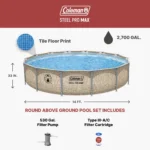 Coleman Steel Pro Max 14' x 33" Round Metal Frame Above Ground Pool Set - Image 2