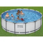 Bestway Steel Pro MAX 15' x 48" Prismatic Stone Pool Set| Durable Construction, Easy Assembly, and All-Inclusive Accessories - above ground pool set with filter pump, ladder, and pool cover - Image 2