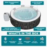 Bestway SaluSpa Hollywood Luxe 4-6 Person Inflatable Hot Tub, Round Energy-Efficient Spa, 77" x 26" - Image 4