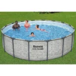 Bestway: Steel Pro MAX - 16' x 48", Grey -Round Above Ground Swimming Pool Set, ClickConnect Frame, Tritech, Filter Pump-Ladder-Cover, 5145 Gal Water - Image 8