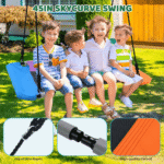 9.5′ Heavy Duty Metal Swing Set with Belt Swing, Trapeze Bar - Image 2