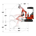 Mini Compact Excavator HONDA GX390 Engine, 65.7" Max. Digging Depth, 1Ton, 2280 LBS Operating Weight, MEC10 - Image 6