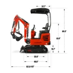 Mini Compact Excavator HONDA GX390 Engine, 65.7" Max. Digging Depth, 1Ton, 2280 LBS Operating Weight, MEC10 - Image 9