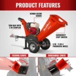 MechMaxx GS650 Wood Chipper Honda GX200 Gasoline Engine Powered 4" New - Image 9