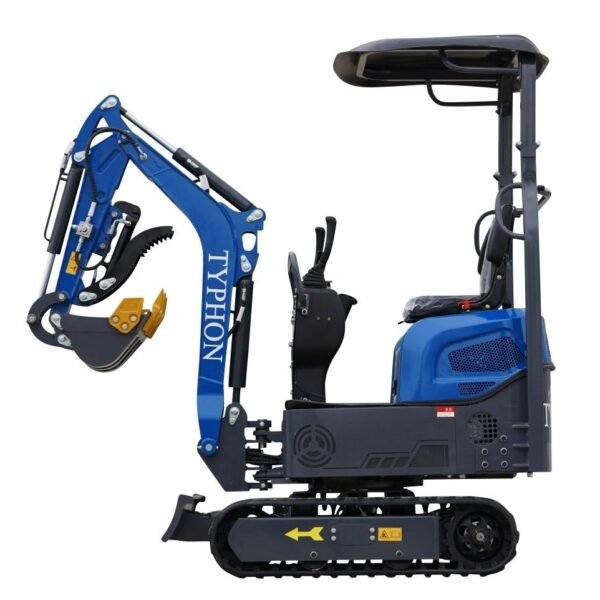 TYPHON TERROR XI STORM Mini Excavator – 1.1 Ton Trench Digger with Boom Swing, Hydraulic Thumb Clip, Bucket USA