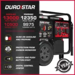 DuroStar 13,000 Watt Dual Fuel Portable Generator w/ CO Alert - Image 7