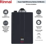 Rinnai CU199iP 11 GPM Indoor Commercial Liquid Propane LP Condensing Tankless Water Heater New - Image 2