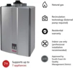 Rinnai RU180iN 10 GPM Indoor Whole Home Natural Gas Condensing Tankless Water Heater New - Image 2